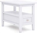 SIMPLIHOME Warm Shaker SOLID WOOD 14 inch Wide Rectangle Transitional Narrow Side Table in White for the Living Room and Bedroom