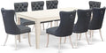 East West Furniture LGDA9-LWH-13 9 Piece Kitchen Set Includes a Rectangle Dining Table with Butterfly Leaf and 8 Polyester Fabric Upholstered Chairs, linen white