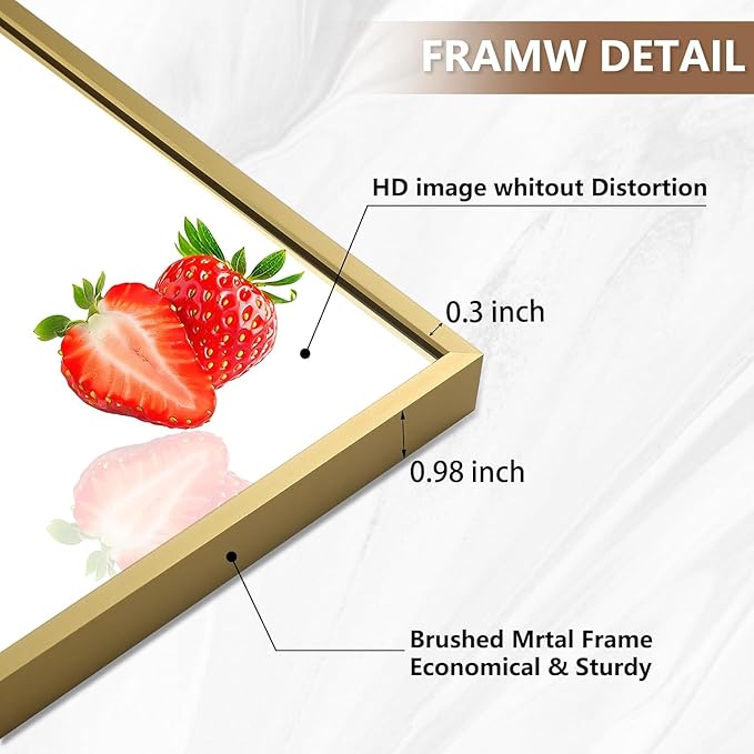 Gold Bathroom Mirror, 26"x38" Rectangle Mirror, Brushed Gold Mirror, Metal Frame Square Corner Vanity Mirror, Wall Mounted Mirror for Modern, Living Room, Bedroom, Horizontal Or Vertical