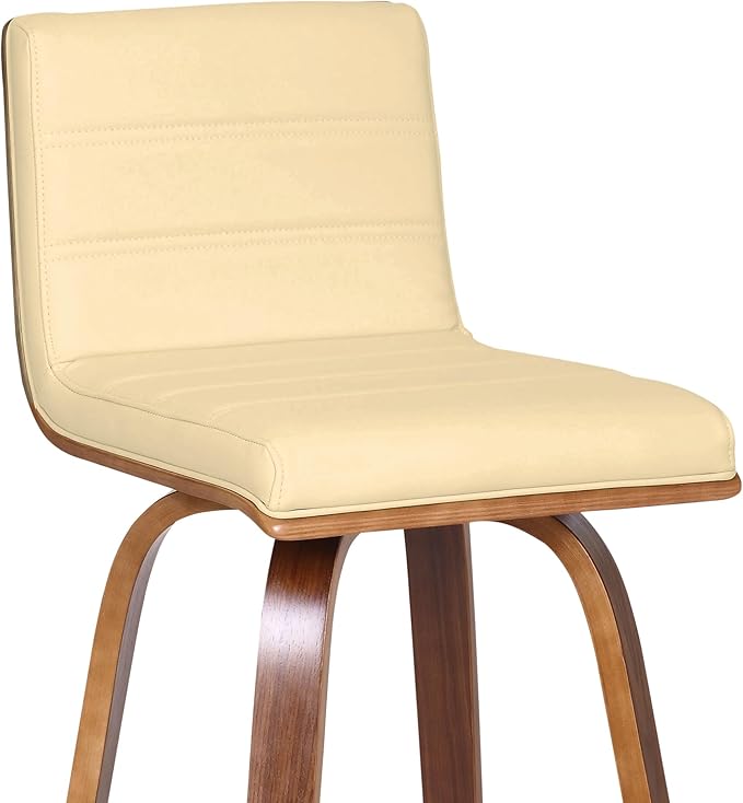Vienna 30" Swivel Bar Stool in Walnut Wood Finish with Cream Faux Leather - Set of 4