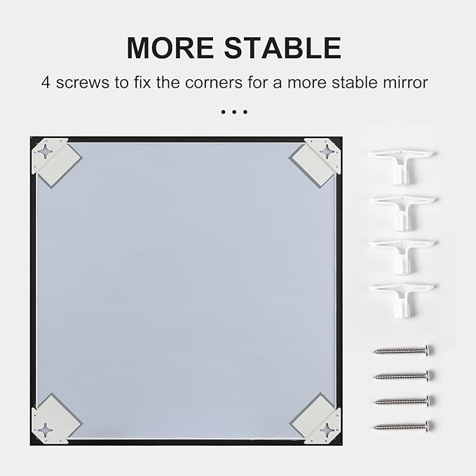 20x40 Inch Black Bathroom Mirror, Copper-Free Mirror, Aluminum Alloy Frame Vanity Mirror, Rectangle Wall Mounted Mirror for Bedroom/Living Room/Porch Horizontal or Vertical