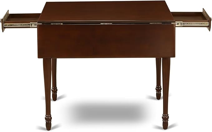 East West Furniture MZNO5-MAH-C 5 Piece Modern Dining Table Set Includes a Rectangle Wooden Table with Dropleaf and 4 Linen Fabric Dining Room Chairs, 36x54 Inch, Mahogany