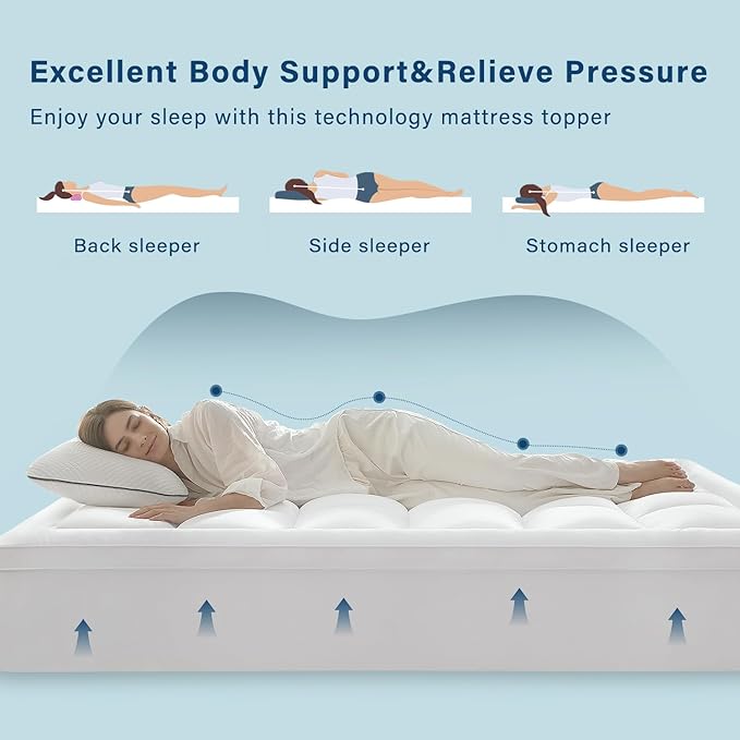 Anluoer Twin Mattress Topper, Memory Foam Pillow Top Mattress Topper for Back Pain, Extra Thick Breathable Mattress Pad with 8-21" Deep Pocket, 39x75 Inches, White