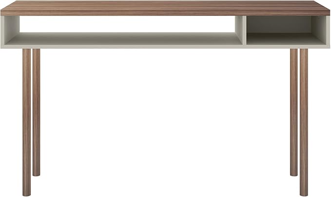 Manhattan Comfort Windsor Modern 2 Shelves Entryway Accent Console Table, 47.24", Off White and Nature