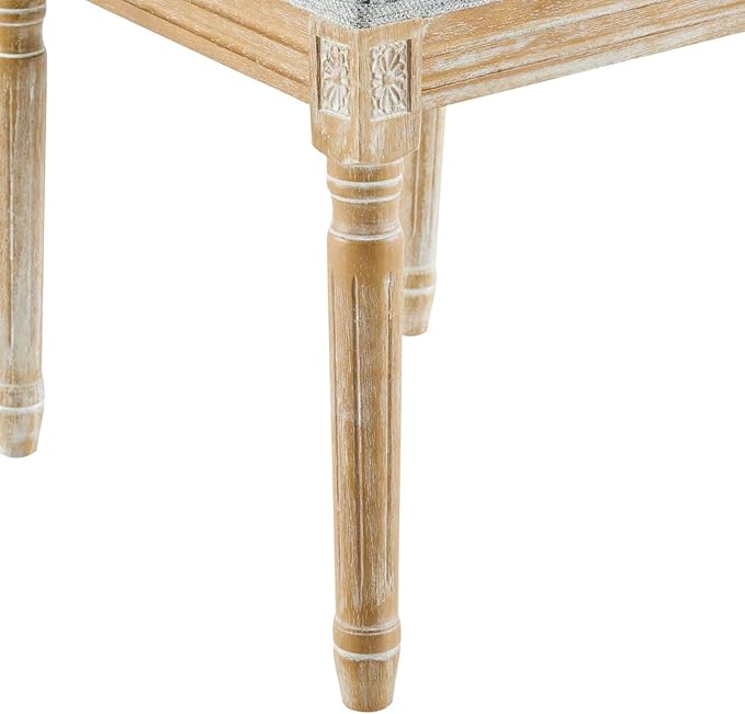 Merax Upholstered Solid Wood Dining Chairs Set of 2, French Country Style Accent Side Seating Furniture for Kitchen, Living Room, Wicker Back, Grayish Green