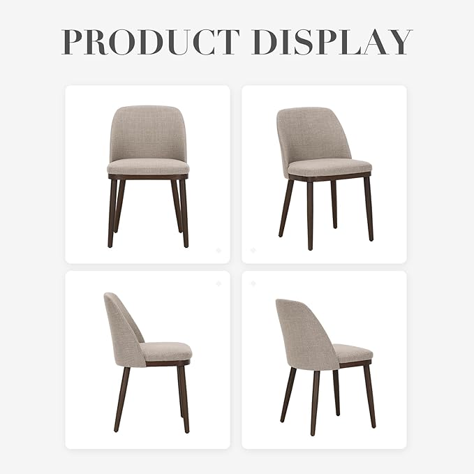 COLAMY Upholstered Dining Chairs Set of 2, Modern Kitchen Chairs with Back, Fabric Side Dining Room Chairs with Wood Legs for Kitchen Dining Room Restaurant, Camel