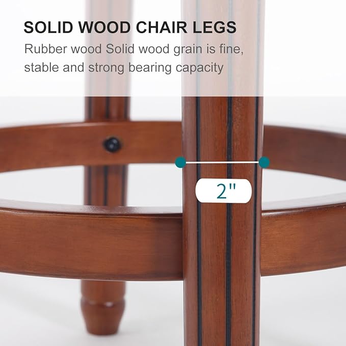 Cow top Leather Wooden Bar Stools, 360 Degree Swivel Bar Height Chair with Backs for Home Kitchen Counter, Morden Chair Barstools (Black, Bar Height-Seat Height 29.5”)