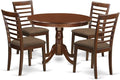 East West Furniture HLML5-MAH-C 5 Piece Dining Table Set for 4 Includes a Round Kitchen Table with Pedestal and 4 Linen Fabric Dining Room Chairs, 42x42 Inch, Mahogany