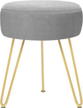 GERANT Multifunctional Vanity Stools - Velvet Round Ottoman Modern Dressing Stool -Upholstered Footrest Stool - Side Table Footstool with Golden Metal Leg for Living Room, Bedroom (Gray)