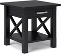 SIMPLIHOME Kitchener SOLID WOOD 21 inch Wide Square Contemporary End Table in Black for the Living Room and Bedroom