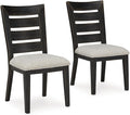 Signature Design by Ashley Galliden Urban Armless Upholstered Dining Chair, Set of 2, Black & Light Gray
