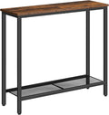 HOOBRO 29.5" Narrow Console Table, Small Entryway Table with Shelf, 2 Tier Thin Sofa Table, Behind Couch Table, Side Table, for Hallway, Living Room, Bedroom, Rustic Brown and Black BF74XG01