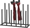 MyGift Modern Black Metal Boot Rack for Tall Boots Storage, Free Standing Entryway Shoe Rack Walk-In-Closet Boot Organizer with 12 Long Posts, Holds 6 Pair