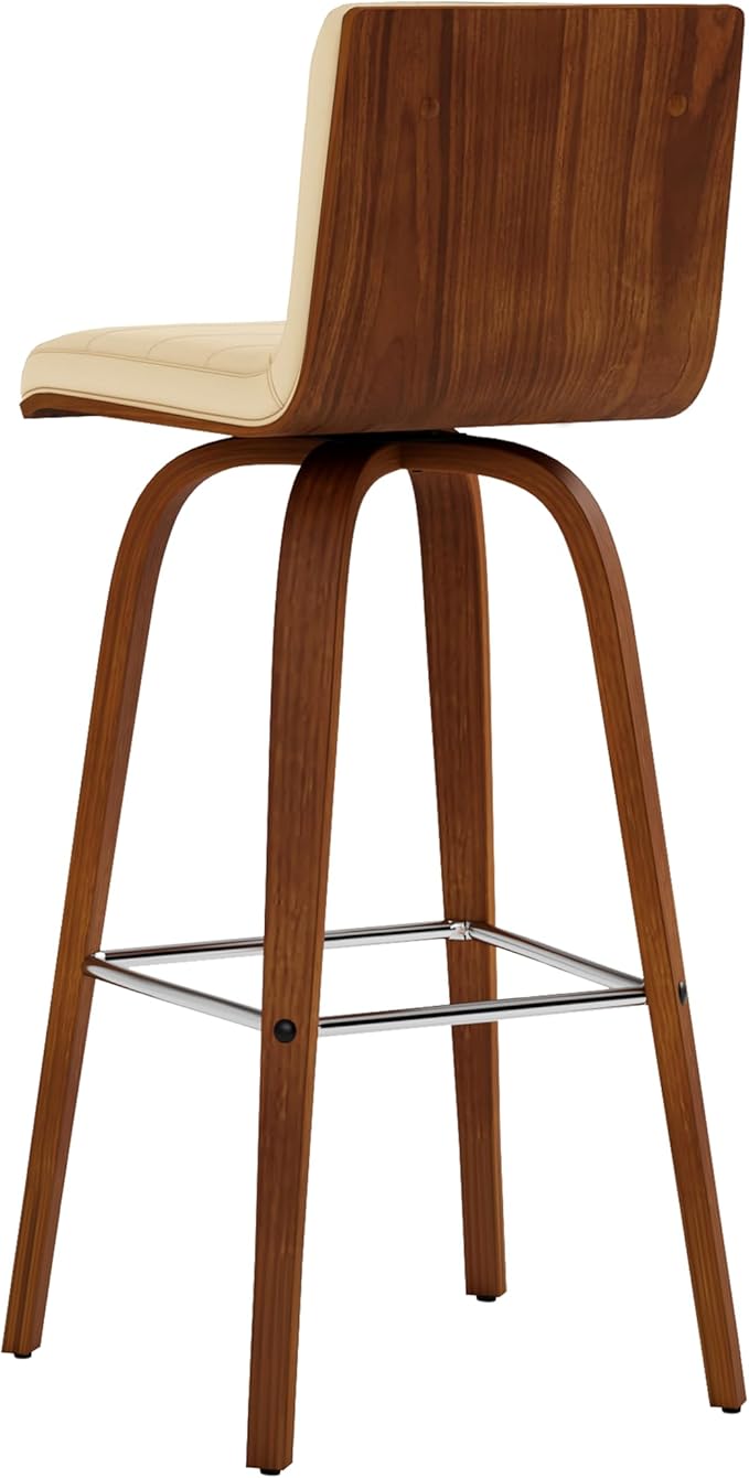 Armen Living Vienna Bar Height Bar Stool Kitchen and Dining, 30" Cream/Walnut, More color/size option