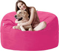 3FT Bean Bag Chair with Ultra Soft Velvet Cover Bean Bag Sofa with Memory Foam Bean Bag Chairs with Large Size Lazy Sofa for Dorm Office Living Room Bedroom Hot Pink 3'