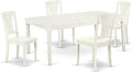 East West Furniture DOAV5-LWH-W 5 Piece Dining Set Includes a Rectangle Dining Room Table with Butterfly Leaf and 4 Wood Seat Chairs, 42x78 Inch, Linen White