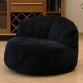 N&V Large Crescent Bean Bag Chair, Adult Size Bean Bag Sack, Foam Filling, Soft Premium Corduroy Bean Bag for Living Room Bedroom Dorm and Office (Black)