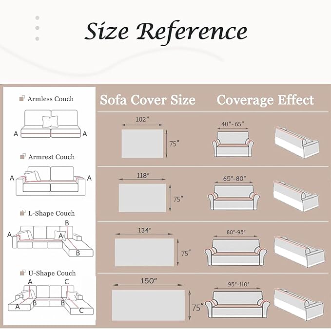 Couch Cover for Dogs Washable Sofa Cover, Sectional Couch Covers, Sofa Covers for 2 Cushion Couch, Non Slip Stripe Sofa Slipcovers Furniture Protector, Couch Protector from Cat Claws, Grey,75''x134''