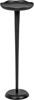Kate and Laurel Alessia Modern Decorative Metal Drink Table; 8 x 8 x 22; Black; Round Cast Aluminum Pedestal Plant Stand with Rough Texture and Deckled Edge