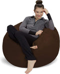 Sofa Sack Bean Bag Chair Cover Only, for Adults and Kids,Without Filling Comfy Fluffy Round or Oval Beanbag Chair Cover Replacement, Lazy Sofa Cover for Reading Chair or Floor Chair,3 Foot,Chocolate
