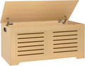DINZI LVJ Storage Chest, 43.3”Wooden Storage Box with 2 Safety Hinges, Entryway Shoe Bench with Flip-Top, Farmhouse Style Trunk for Living Room, Bedroom, Play Room, Easy Assembly, Natural