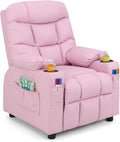 Costzon Kids Recliner Chair with Cup Holder, Adjustable Lounge Chair w/Footrest & Side Pockets for Children Boys Girls Room, Ergonomic Toddler Furniture Sofa, Kids Pink Recliner (Pink)