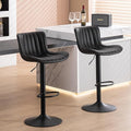 YOUNUOKE Counter Height Bar Stools for Kitchen Island 24 inch Metal Black Barstools Set of 2 Adjustable Swivel Counter Stool with Back