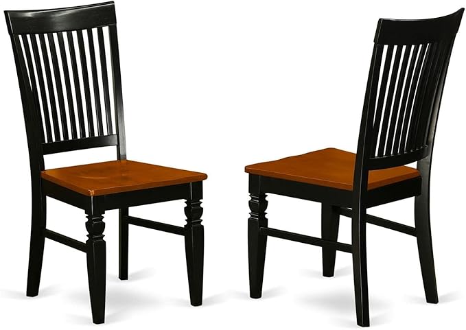 East West Furniture HLWE3-BCH-W 3 Piece Dining Room Table Set Contains a Round Kitchen Table with Pedestal and 2 Dining Chairs, 42x42 Inch, Black & Cherry