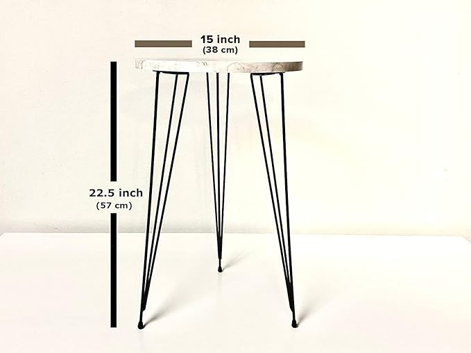 PAK HOME Set of 2 End Tables Round Wood Sofa Side Coffee Tables for Small Spaces, Nightstand Bedside Table with Metal Legs for Bedroom, Living Room, Office, Balcony (Grey Marble)
