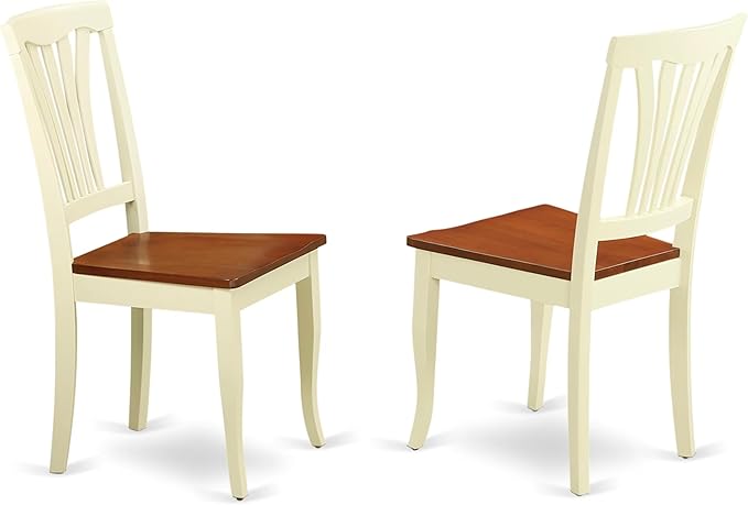 East West Furniture QUAV5-WHI-W 5 Piece Dining Room Table Set Includes a Rectangle Kitchen Table with Butterfly Leaf and 4 Dining Chairs, 40x78 Inch, Buttermilk & Cherry