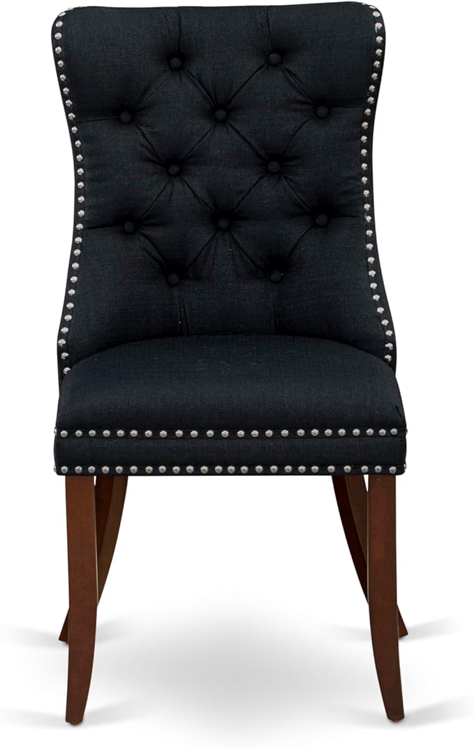 East West Furniture DODA7-MAH-24 7 Piece Dining Room Set Includes a Rectangle Kitchen Table with Butterfly Leaf and 6 Polyester Fabric Padded Chairs, 42x78 Inch, Mahogany