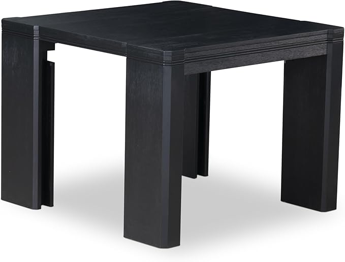X07VE-B06-50 - 9-Pc Dining Room Table Set a Rectangular Dining Table and wooden Benches and 7 Dark Gotham Grey Linen Fabric Dining Chair, 39x120 Inch, Wire Brushed Black
