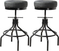 Grey Swivel Bar Stools Set of 2 Adjustable Swivel Round Barstools Modern PU Leather 28inch Industrial Backless Counter Height Stool Bar Chair for Kitchen Island (2, Grey)