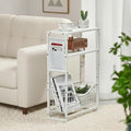 Narrow Side Table, Skinny Small End Tables with Magazine Holder, 3 Tier Small Sofa Side Table for Smalls Spaces, Sofa Couch Tables Bedside Table for Living Room Bedroom Office