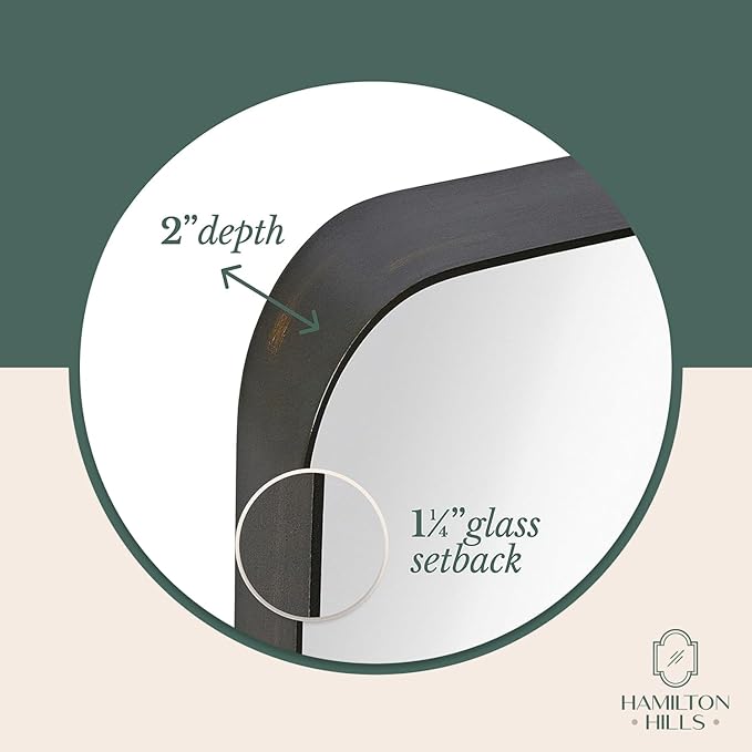 Hamilton Hills 22x30 inch Metal Bronze Frame Mirror for Bathroom | Brushed Rectangular Rounded Corner Vanity | 2" Deep Set Design Large Wall Mirrors Decorative | Hangs Horizontal and Vertical