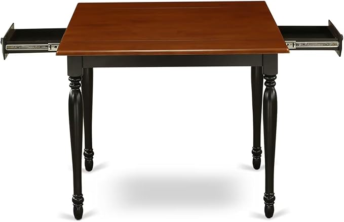 East West Furniture MZAV3-BCH-W 3 Piece Dinette Set for Small Spaces Contains a Rectangle Dining Table with Dropleaf and 2 Kitchen Dining Chairs, 36x54 Inch, Black & Cherry