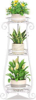 KMOTASUO 3 Tier Metal Plant Stand Indoor, 34 Inch Tall Corner Plant Stands for Indoor Plants, Flower Pot Holder Shelf Display Rack for Balcony Garden Patio Living Room(White)