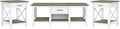 Bush Furniture Key West Coffee Table with Set of 2 End Tables in Pure White and Shiplap Gray