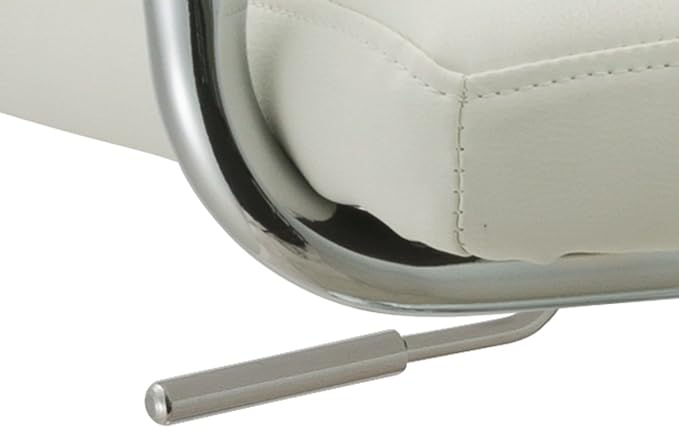 AC Pacific Contemporary Adjustable Swivel Kitchen Bar Stool Chair with Cushion and Armrest, 24"-33", White