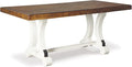 Signature Design by Ashley Valebeck Farmhouse Rectangular Extension Dining Table, Fits up to 8, White & Brown