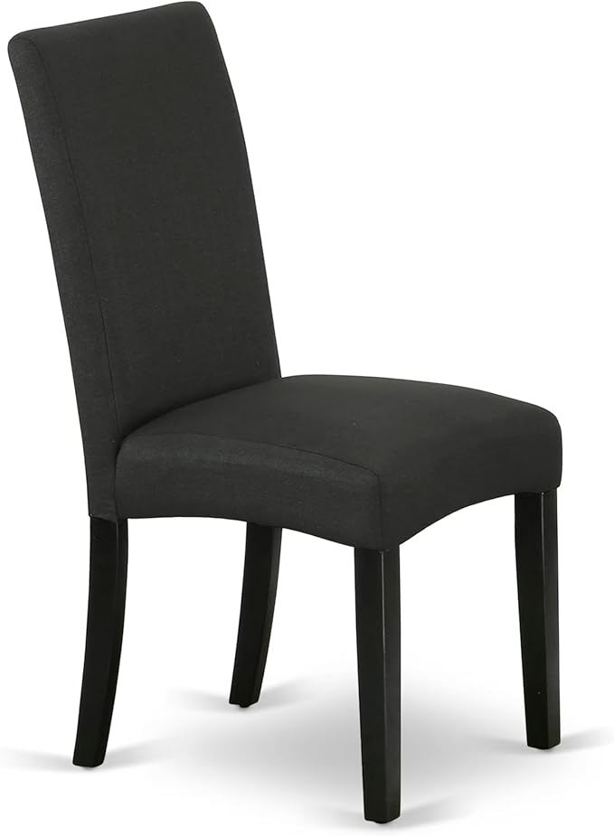 East West Furniture V676DR124-6 6 Piece Dining Set Contains a Rectangle Dining Room Table with V-Legs and 4 Black Color Linen Fabric Parson Chairs with a Bench, 36x60 Inch, Multi-Color