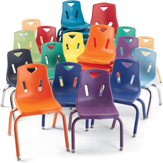 Jonti-Craft Berries 8142JC1119 Stacking Chair with Chrome-Plated Legs, 12" Height, Green