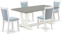 East West Furniture V097MZ015-5 5 Piece Kitchen Table Set for 4 Includes a Rectangle Dining Table with V-Legs and 4 Baby Blue Linen Fabric Parson Dining Chairs, 40x72 Inch, Multi-Color