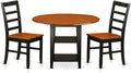 East West Furniture SUPF3-BCH-W 3 Piece Dining Room Furniture Set Contains a Round Kitchen Table with Dropleaf & Shelves and 2 Dining Chairs, 42x42 Inch, Black & Cherry