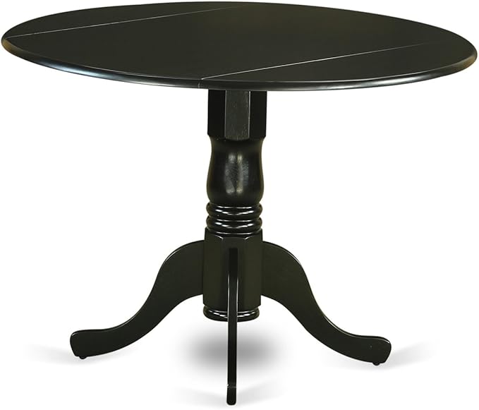 East West Furniture DLWE5-BLK-W 5 Piece Dinette Set for 4 Includes a Round Dining Table with Dropleaf and 4 Dining Room Chairs, 42x42 Inch, Black