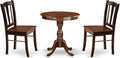 East West Furniture ESDL3-MAH-W 3 Piece Dinette Set for Small Spaces Contains a Round Dining Table with Pedestal and 2 Dining Room Chairs, 30x30 Inch, Mahogany