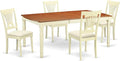 East West Furniture DOPL5-WHI-C 5 Piece Dinette Set for 4 Includes a Rectangle Dining Room Table with Butterfly Leaf and 4 Linen Fabric Kitchen Dining Chairs, 42x78 Inch, Buttermilk & Cherry