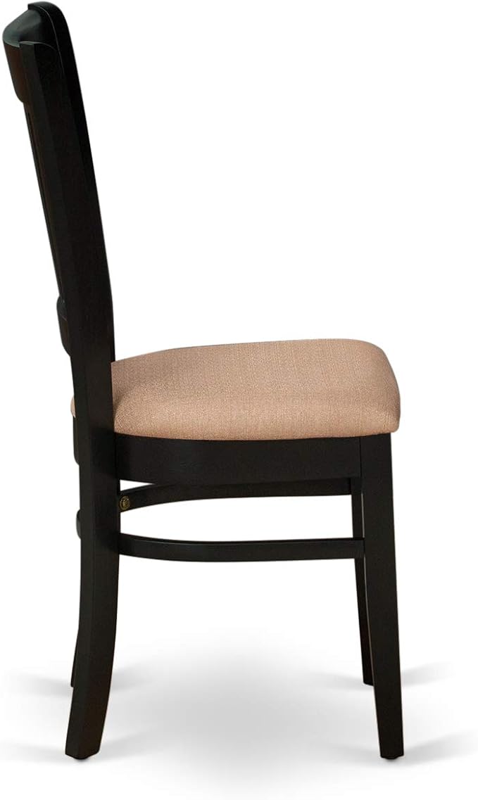 East West Furniture LGVA5-BLK-C 5 Piece Dining Room Furniture Set Includes a Rectangle Kitchen Table with Butterfly Leaf and 4 Linen Fabric Upholstered Chairs, 42x84 Inch, Black