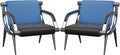 wonline 2Pcs Waiting Room Chair with Armrest PU Leather Office Furniture, Office Guest Seating Lobby Conference Reception Chairs for Airport Clinic Hospital Bank Salon Barber(Blue&Black)