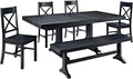 Walker Edison 6-Piece Black Solid Wood Dining Set